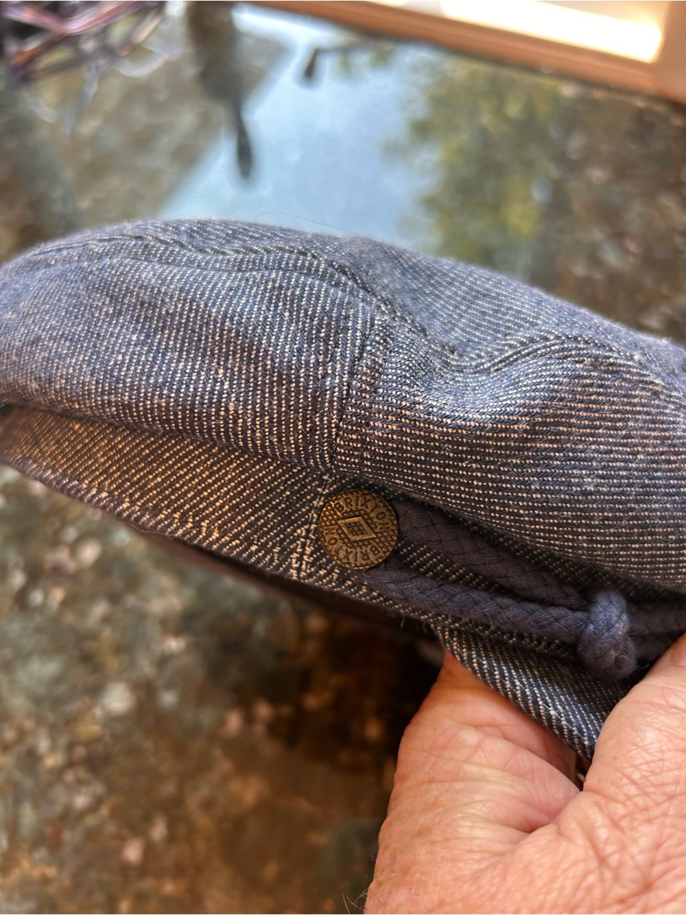 Brixton Cotton/Linen Blend Page Boy Baker Boy Cap. Denim look. 7 1/4. EUC. - Picture 7 of 8